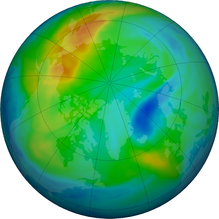 Arctic ozone map for 08 November 2018